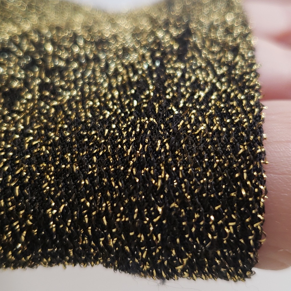 Vintage 90s Nine West Gold Shimmer Ruched Top S Gold Black Ruched Minimalist - Picture 12 of 17